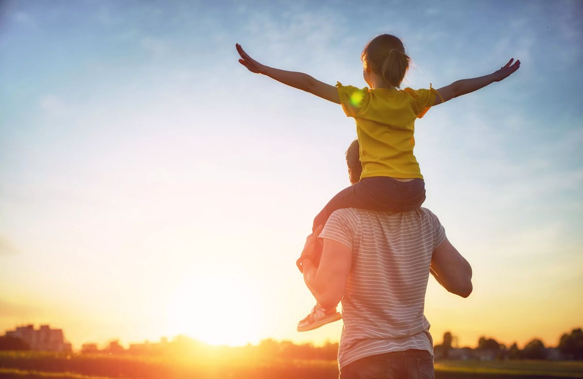 family at sunset
